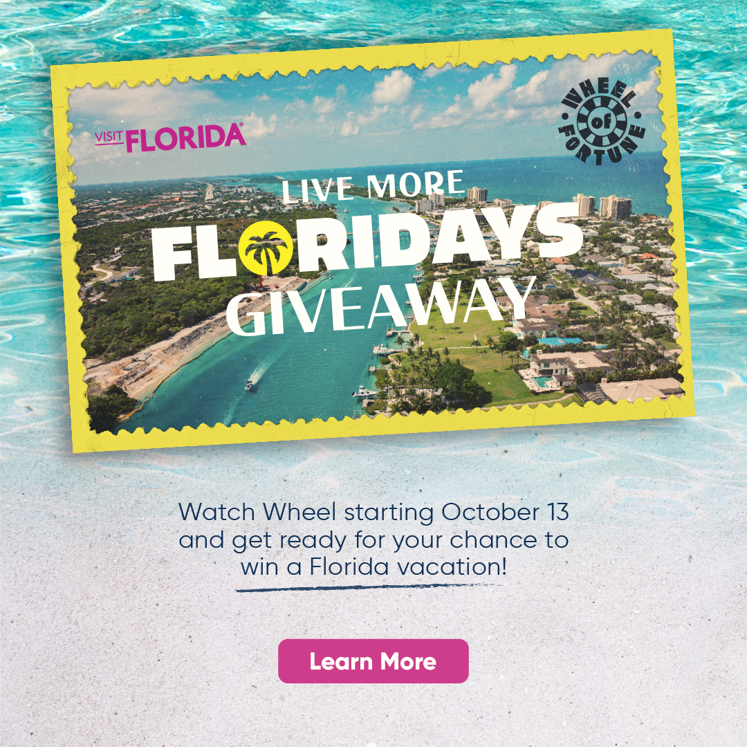 Live More Floridays Giveaway: Watch Wheel starting October 13 and get ready for your chance to win a Florida vacation. 