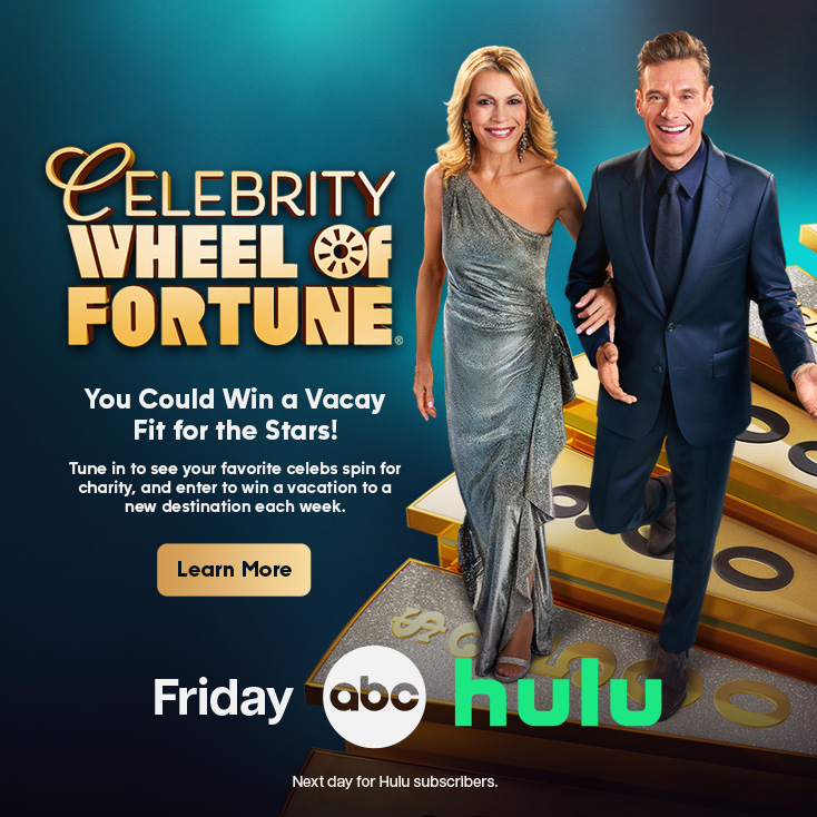 Celebrity Wheel of Fortune You Could Win a Vacay Fit for the Stars! Tune in to see your favorite celebs spin for charity, and enter to win a vacation to a new destination each week. Learn More