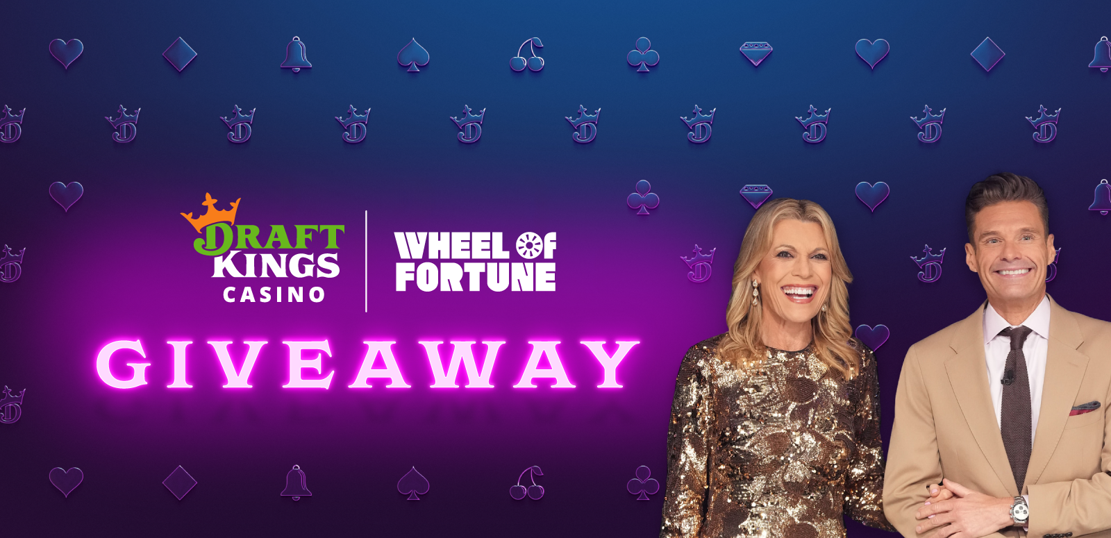 Draft Kings Casino Wheel of Fortune Giveaway with Ryan Seacrest and Vanna White.