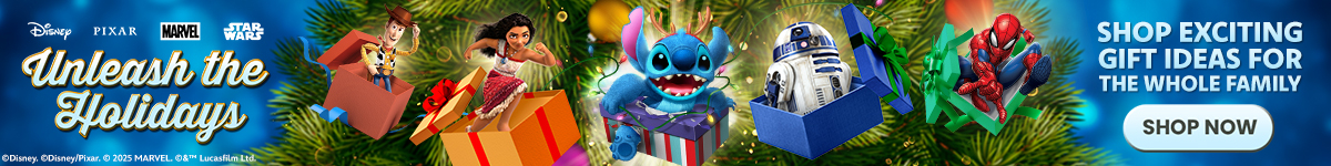 Unleash the Holidays ©Disney, ODisney/Pixar. © 2025 MARVEL. O&™ Lucasfilm Ltd. SHOP EXCITING GIFT IDEAS FOR THE WHOLE FAMILY SHOP NOW