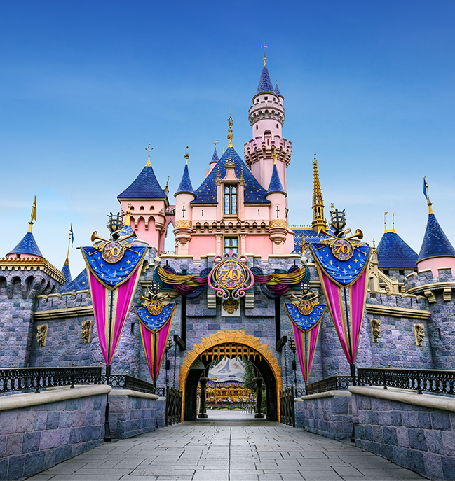 Cinderella Castle at Disneyland Resort in Anaheim for its 70th Anniversary 
