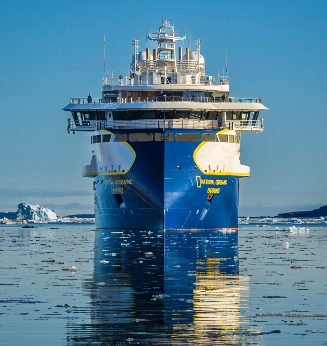 Nat Geo Expeditions Cruiseship in icy water